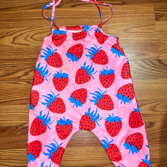 Baby Girls Romper Jumpsuit Summer Clothes Adjustable Tie-Up Strap with Pocket - Picture 2 of 3